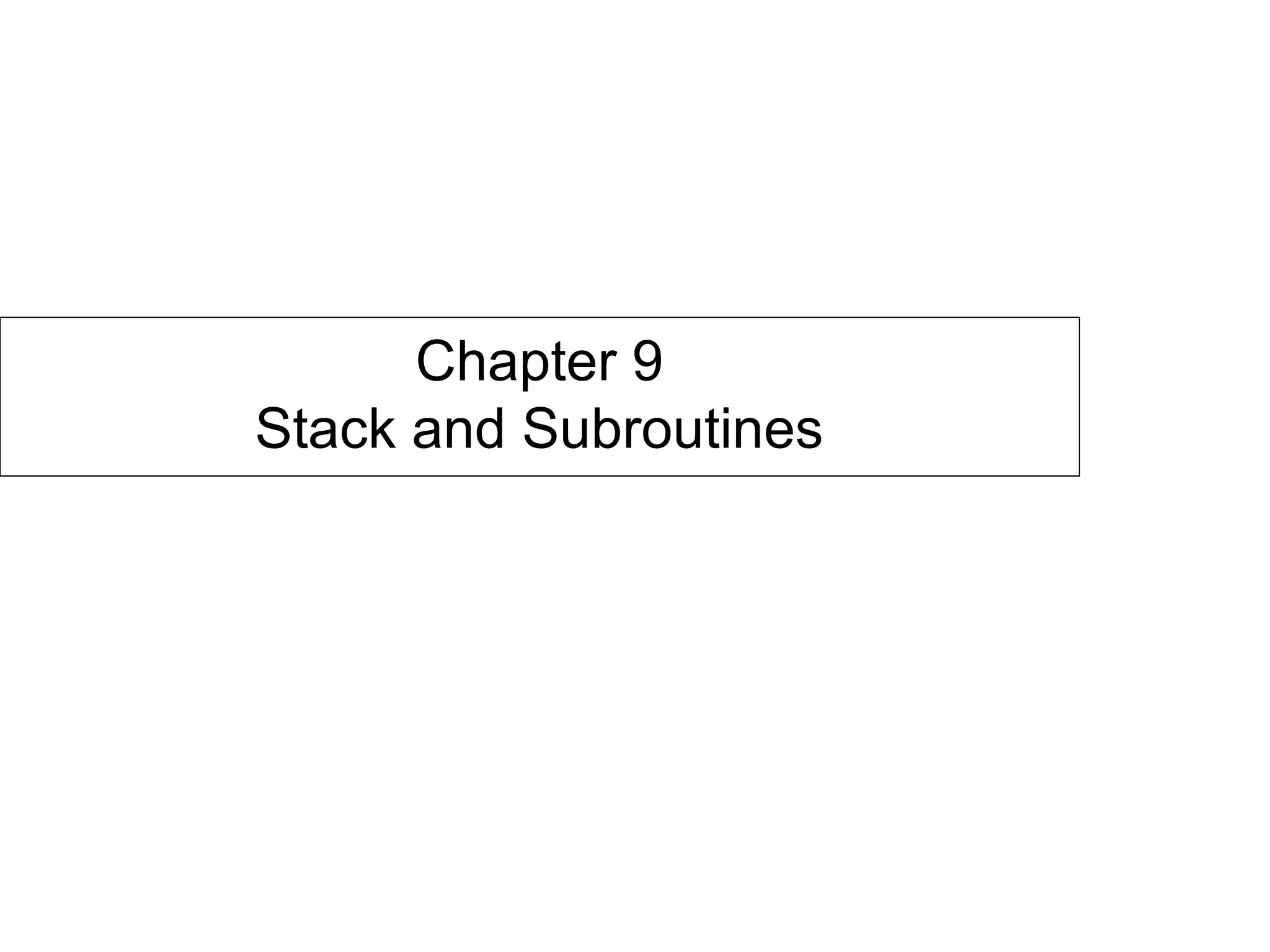 Chapter 9
Stack and Subroutines
 