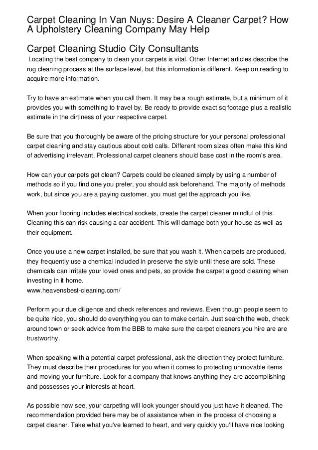 Carpet Cleaning In Van Nuys Desire A Cleaner Carpet? How A Upholstery