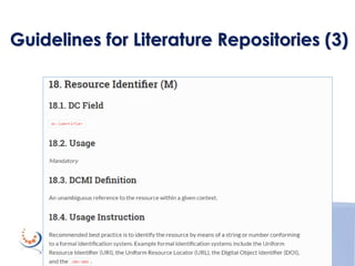 Guidelines for Literature Repositories (3)
 