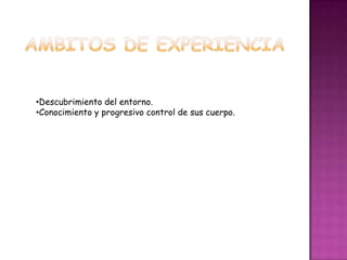 AMBITOS DE EXPERIENCIADescubrimiento del entorno.