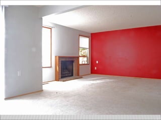 Master bedroom with fireplace, walk-in closet and view.