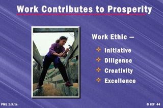© IEF 44PML 1.3.1s
Work Ethic —
 Initiative
 Diligence
 Creativity
 Excellence
Work Contributes to Prosperity
 
