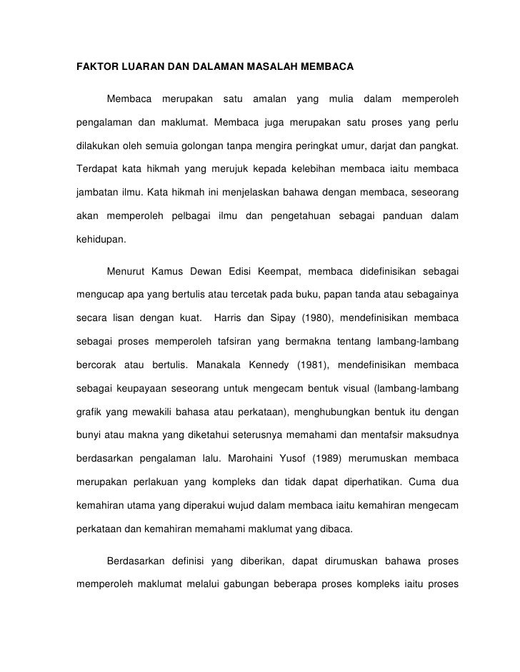 Faktor Dalaman Dan Luaran Membaca