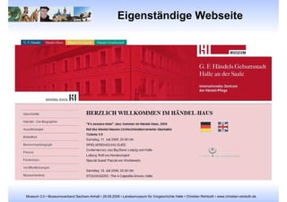 Marketing-Komponenten (1) Was gehört zum Online-Marketing? „ Klassisches“ Online-Marketing Webseite des Museums 