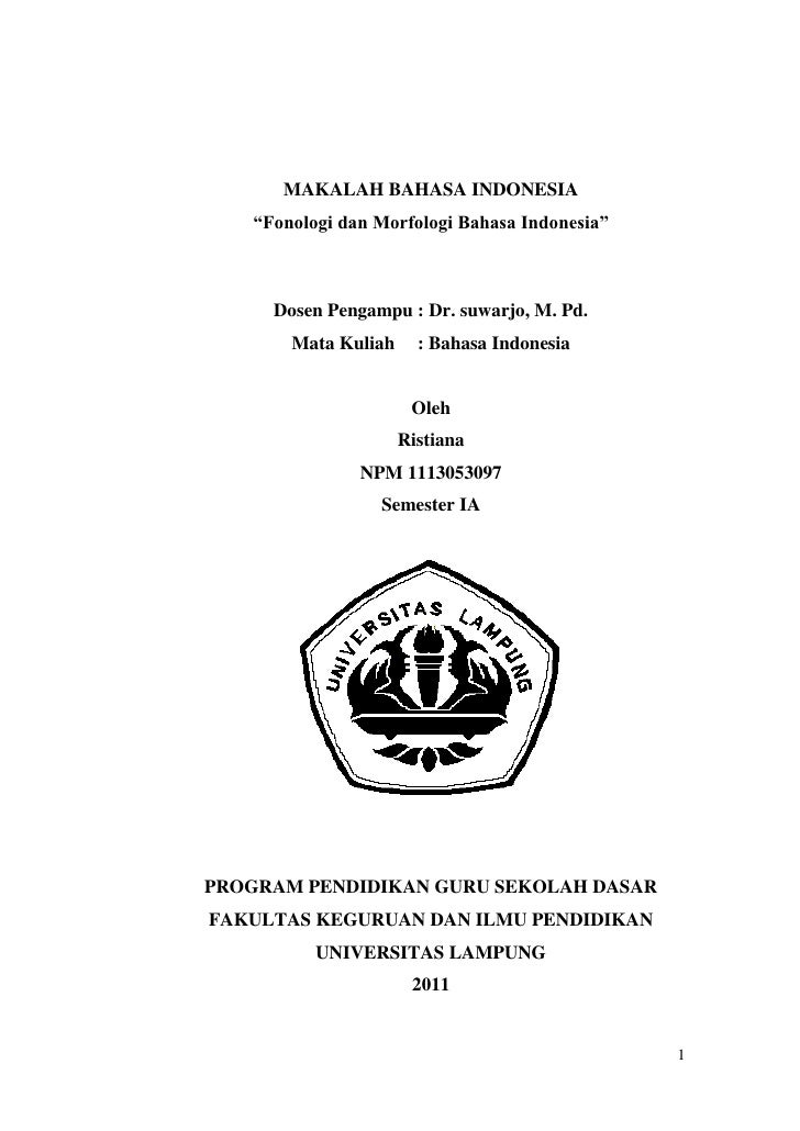 Makalah Fonologi dan Morfologi dalam Bahasa Indonesia