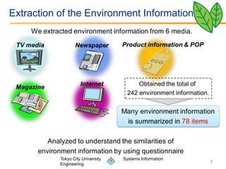 Extraction of the Environment Information




           Tokyo City University   Systems Information
                                                         5
           Engineering
 
