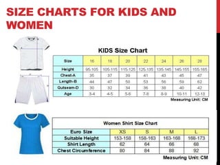 SIZE CHARTS FOR KIDS AND
WOMEN
KIDS
 