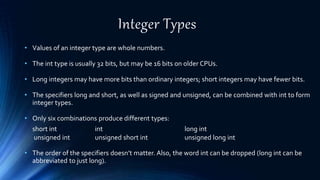 A Closer Look at Data Types, Variables and Expressions | PPT