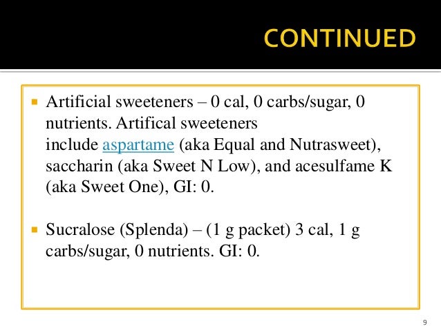 Artificial Sweetener And Other Sugar Substitutes