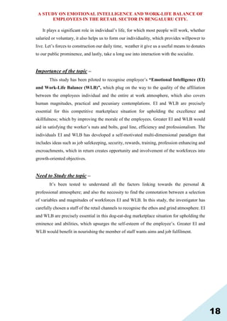 Emotional Intelligence & WORK-LIFE BALANCE (WBL) OF EMPLOYEES | PDF