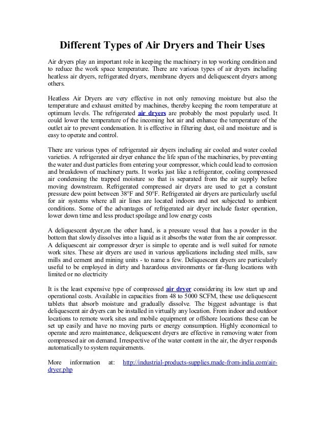 Different Types of Air Dryers and Their Uses