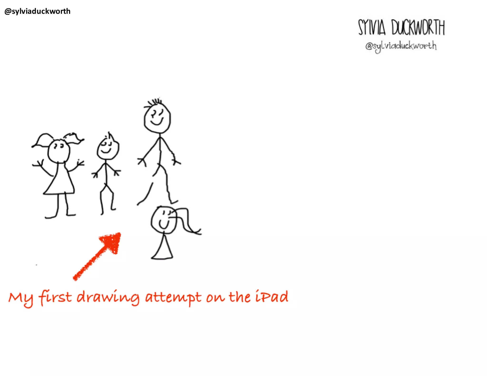 My first drawing attempt on the iPad
Sylvia Duckworth
My first drawing attempt on the iPad
@sylviaduckworth
 