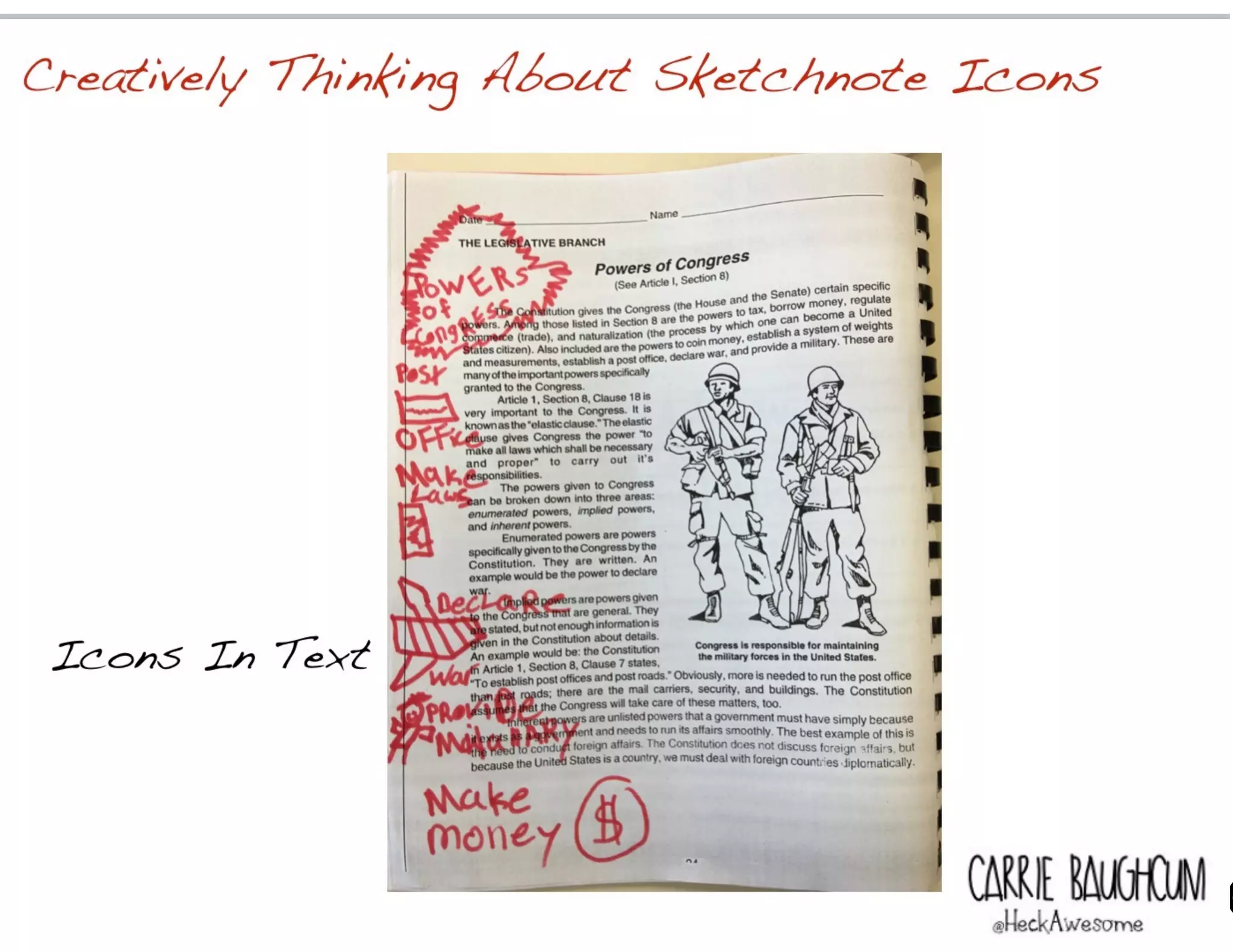 Icons In Text
CARRIE BAUGHC
Creatively Thinking About Sketchnote Icons
 