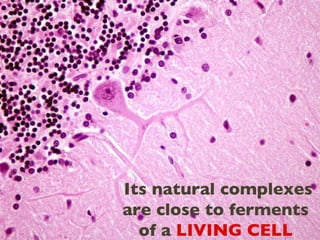 Its natural complexes are close to ferments of a  LIVING CELL 