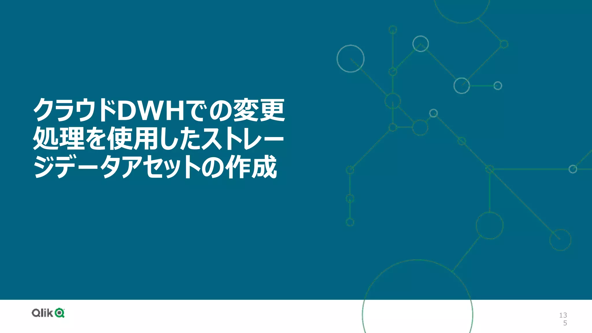 13
5
クラウドDWHでの変更
処理を使用したストレー
ジデータアセットの作成
 