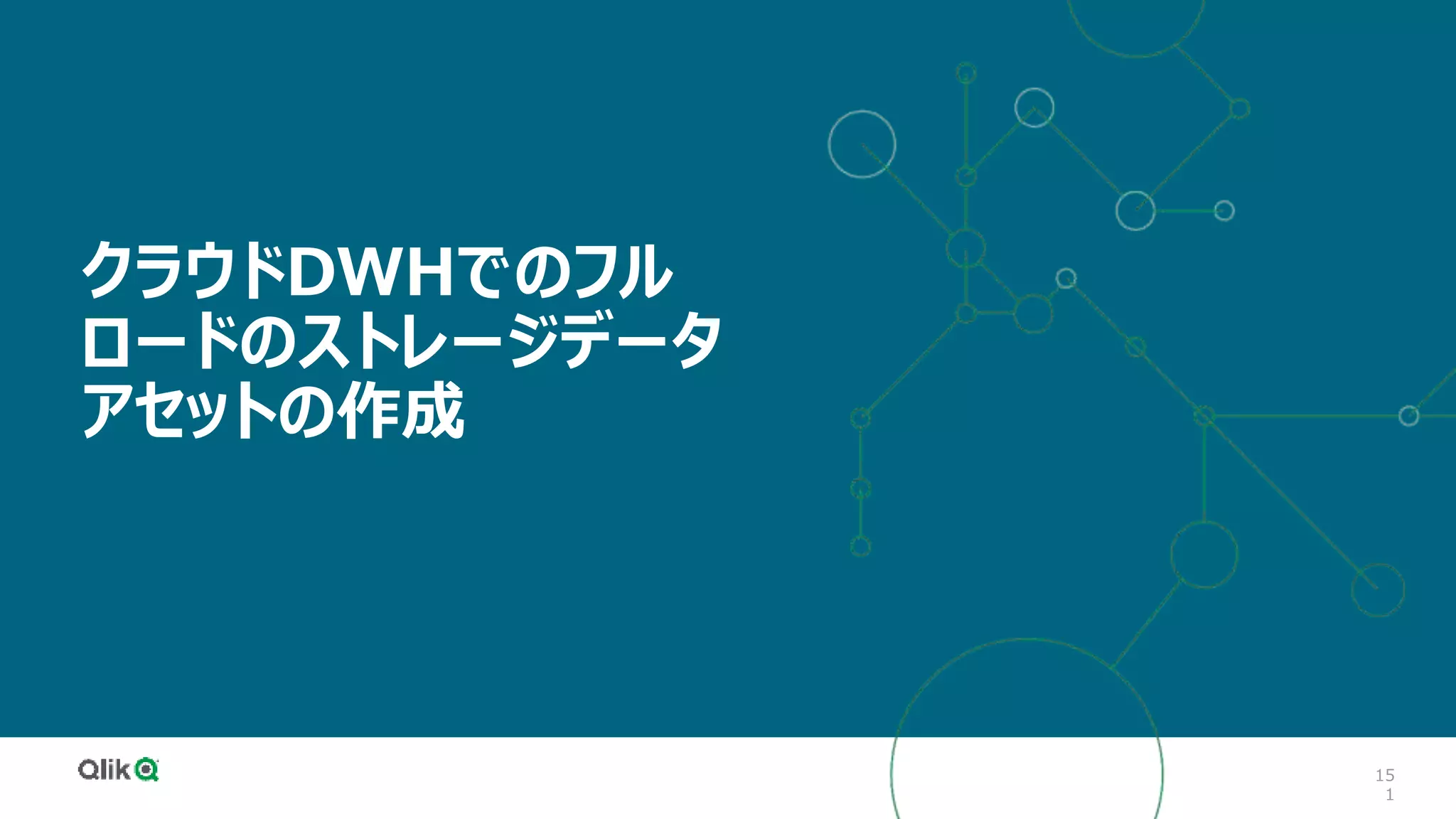 15
1
クラウドDWHでのフル
ロードのストレージデータ
アセットの作成
 