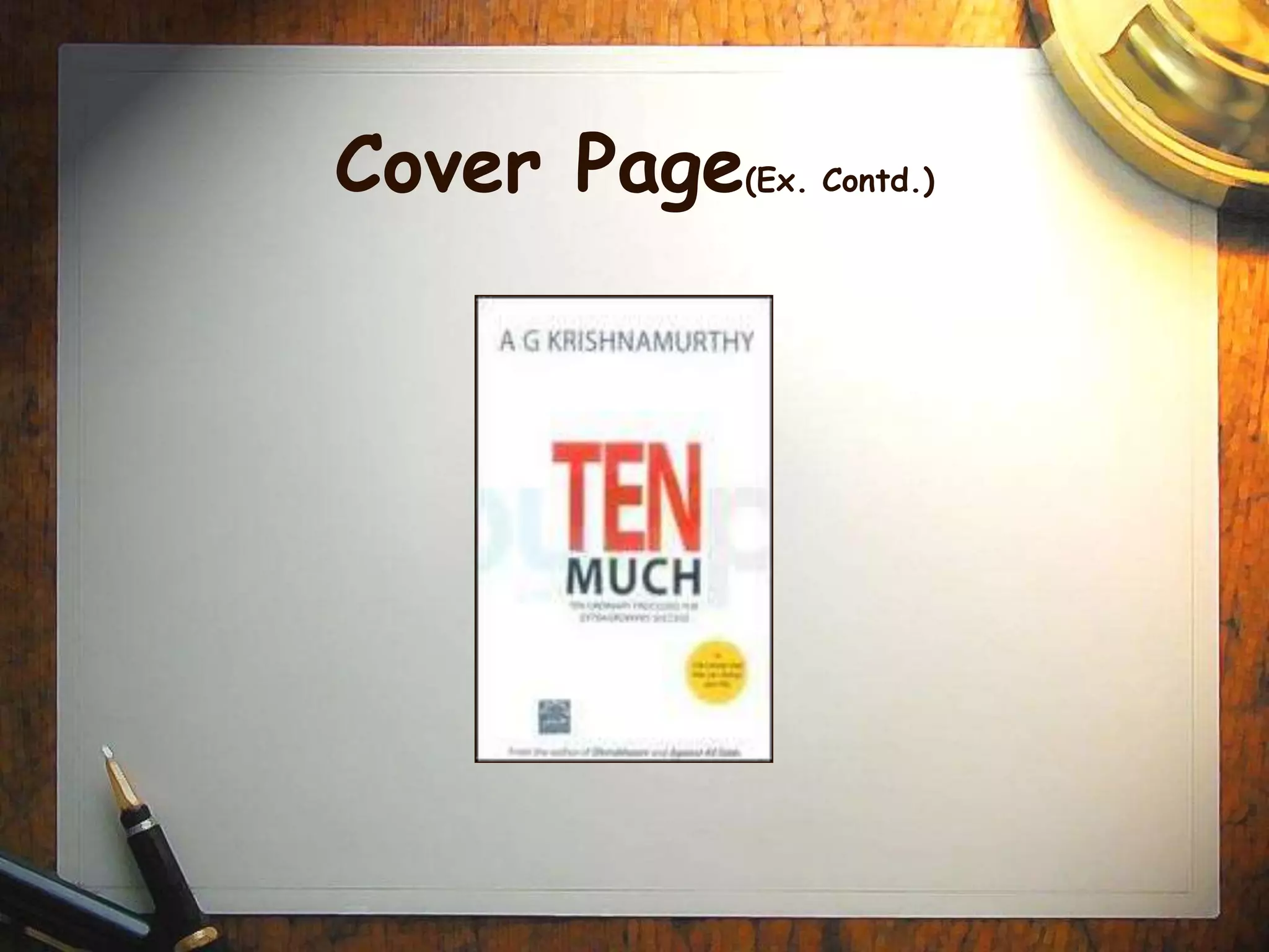 Cover Page(Ex. Contd.)
 