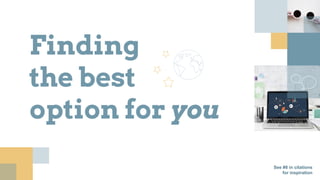 Finding
the best
option for you
See #8 in citations
for inspiration
 