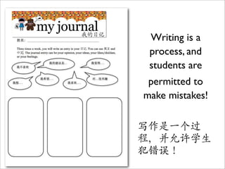 Writing is a
 process, and
 students are
 permitted to
make mistakes!

写作是一个过
程，并允许学生
犯错误！
 
