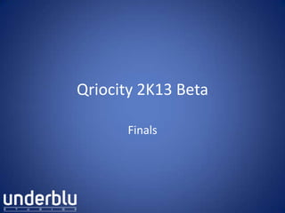 Qriocity 2K13 Beta
Finals
 