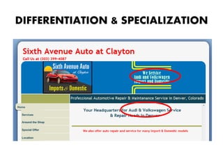 DIFFERENTIATION & SPECIALIZATION
 