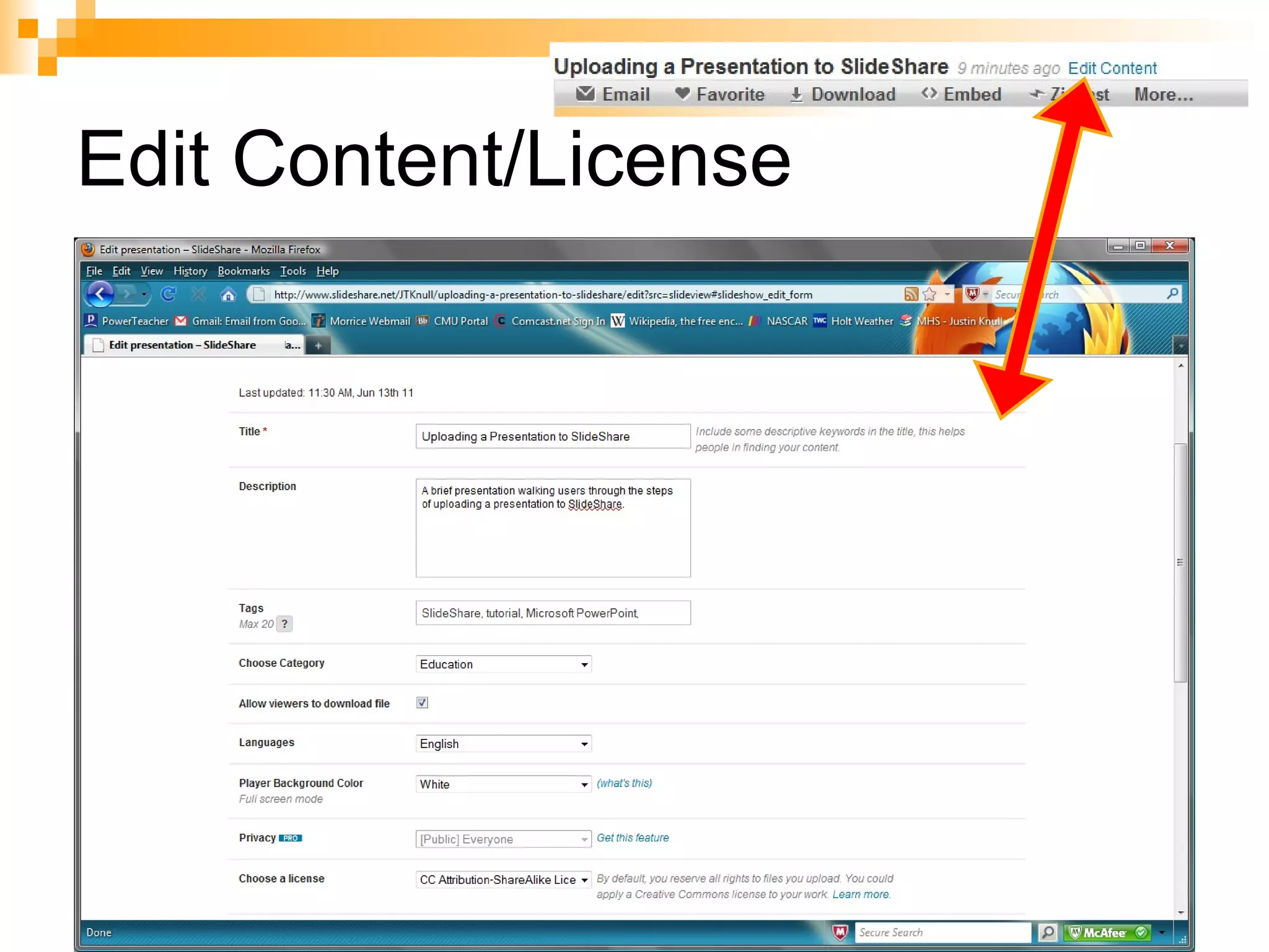 Edit Content/License