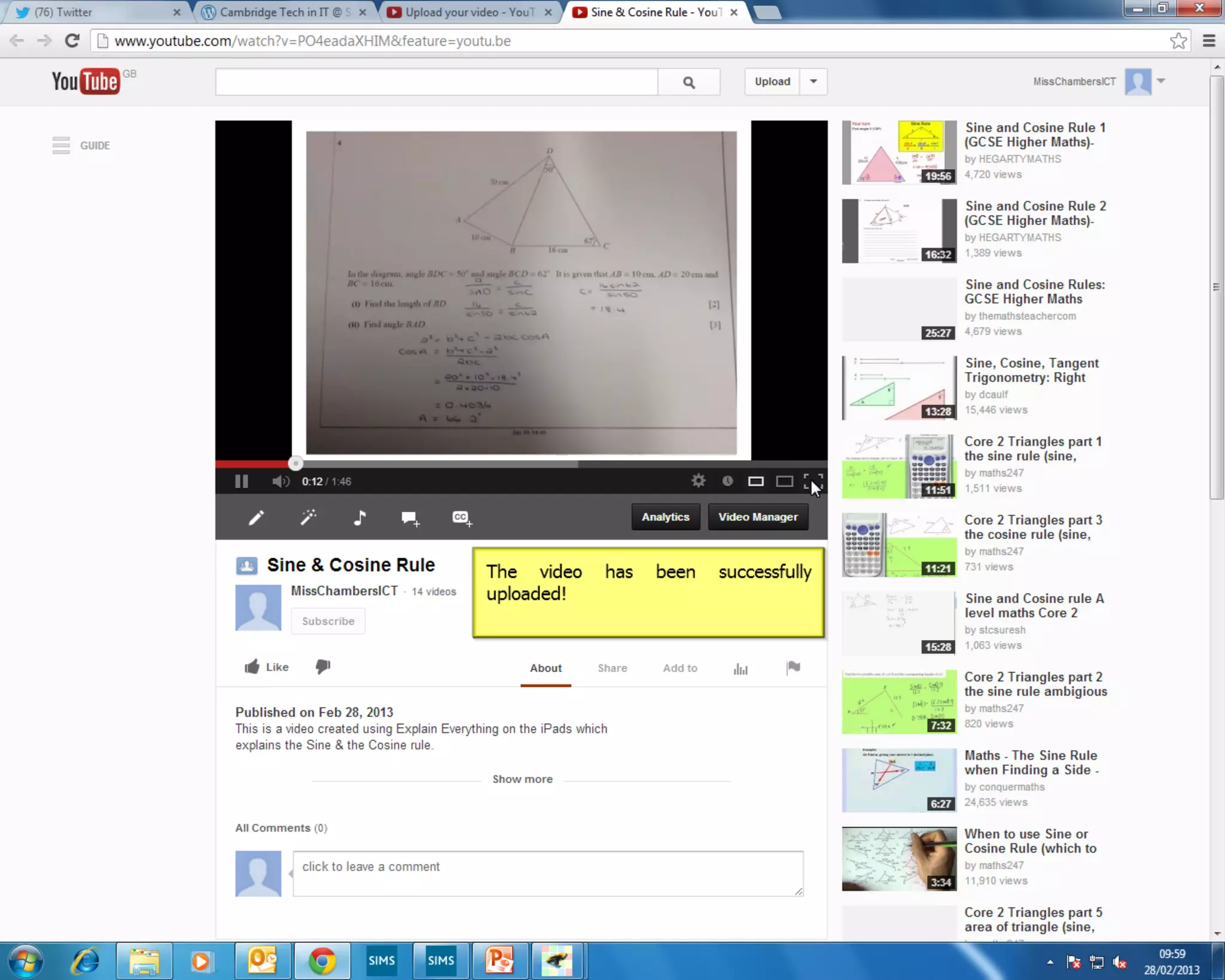 Uploading a video to YouTube