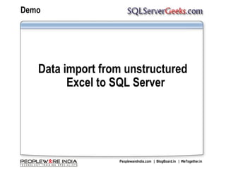 DemoData import from unstructured Excel to SQL Server