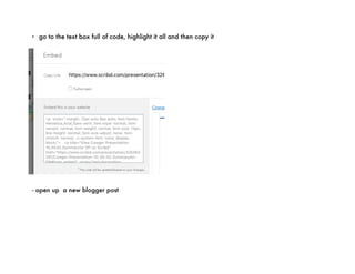 - go to the text box full of code, highlight it all and then copy it
- open up a new blogger post