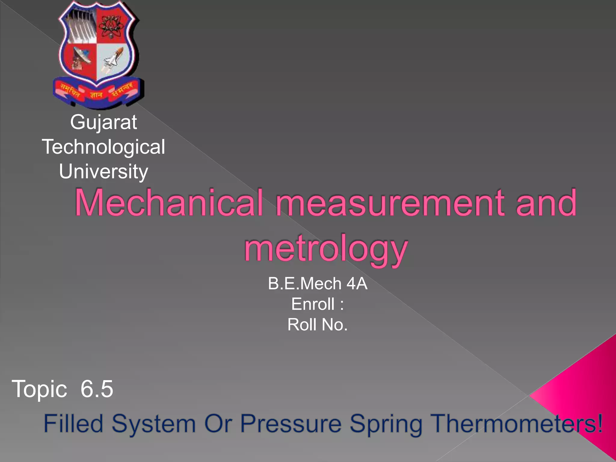 Filled System Instruments Filled System Thermometers | PPTX