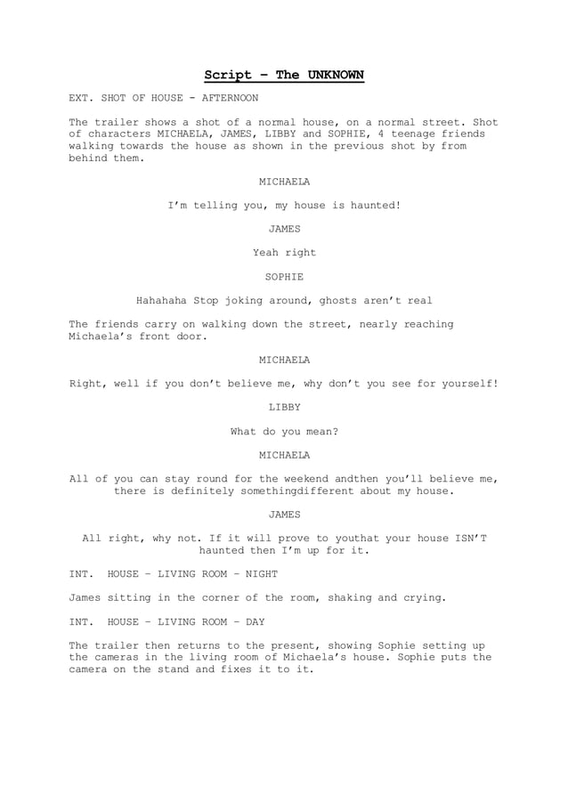 Script - The Unknown | DOCX