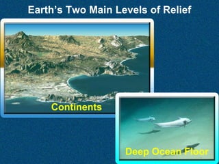 Earth’s Two Main Levels of Relief

Continents

Deep Ocean Floor

 