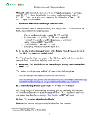 Guidance for Industry: Frequently Asked Questions About Medical Foods ...