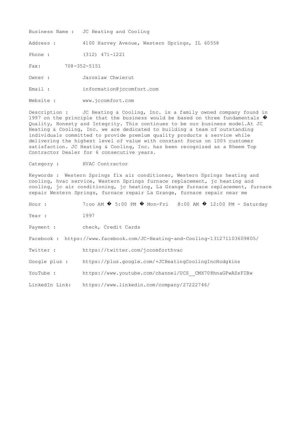 JC Heating and Cooling