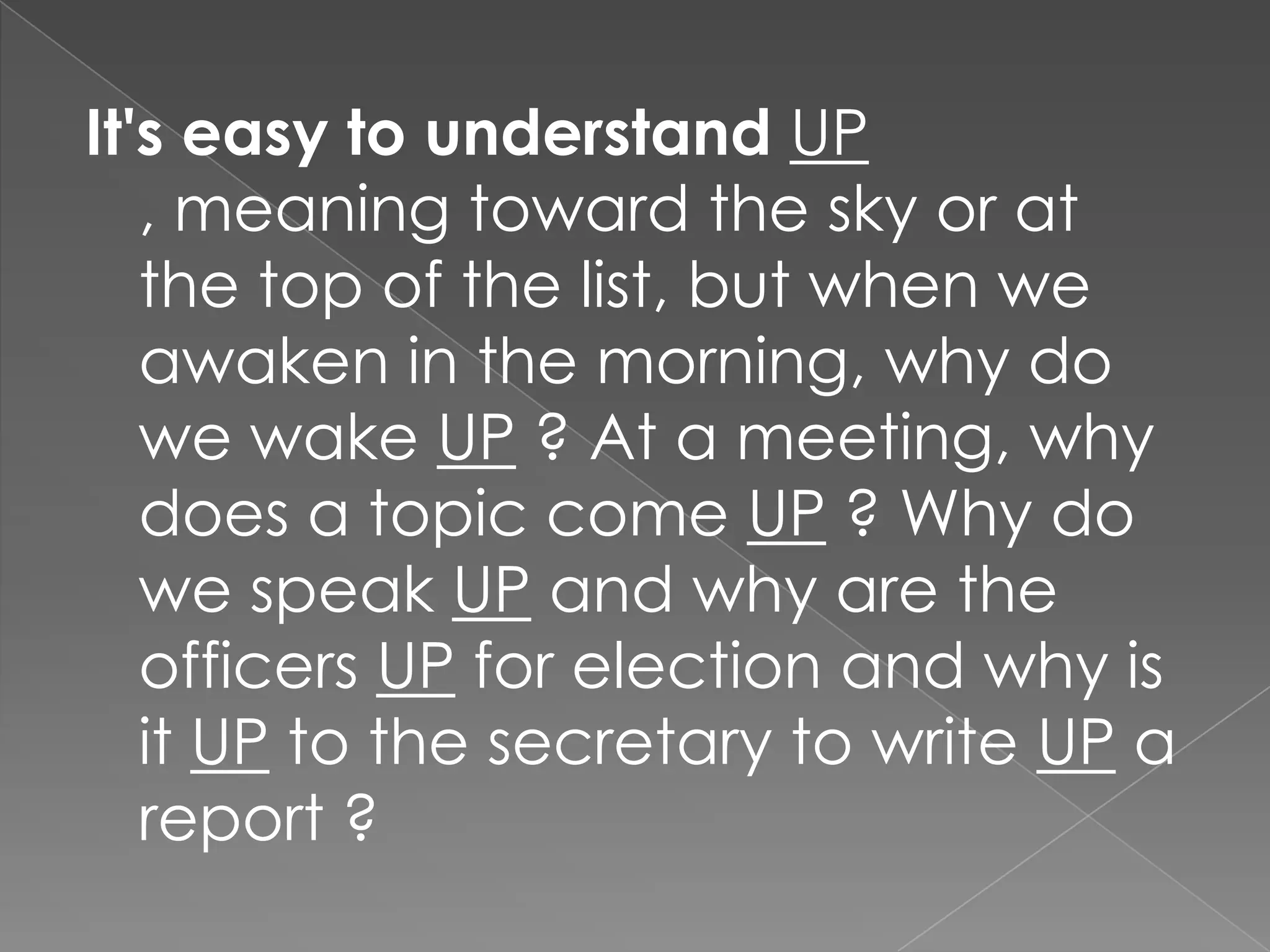 Up meanings PPT