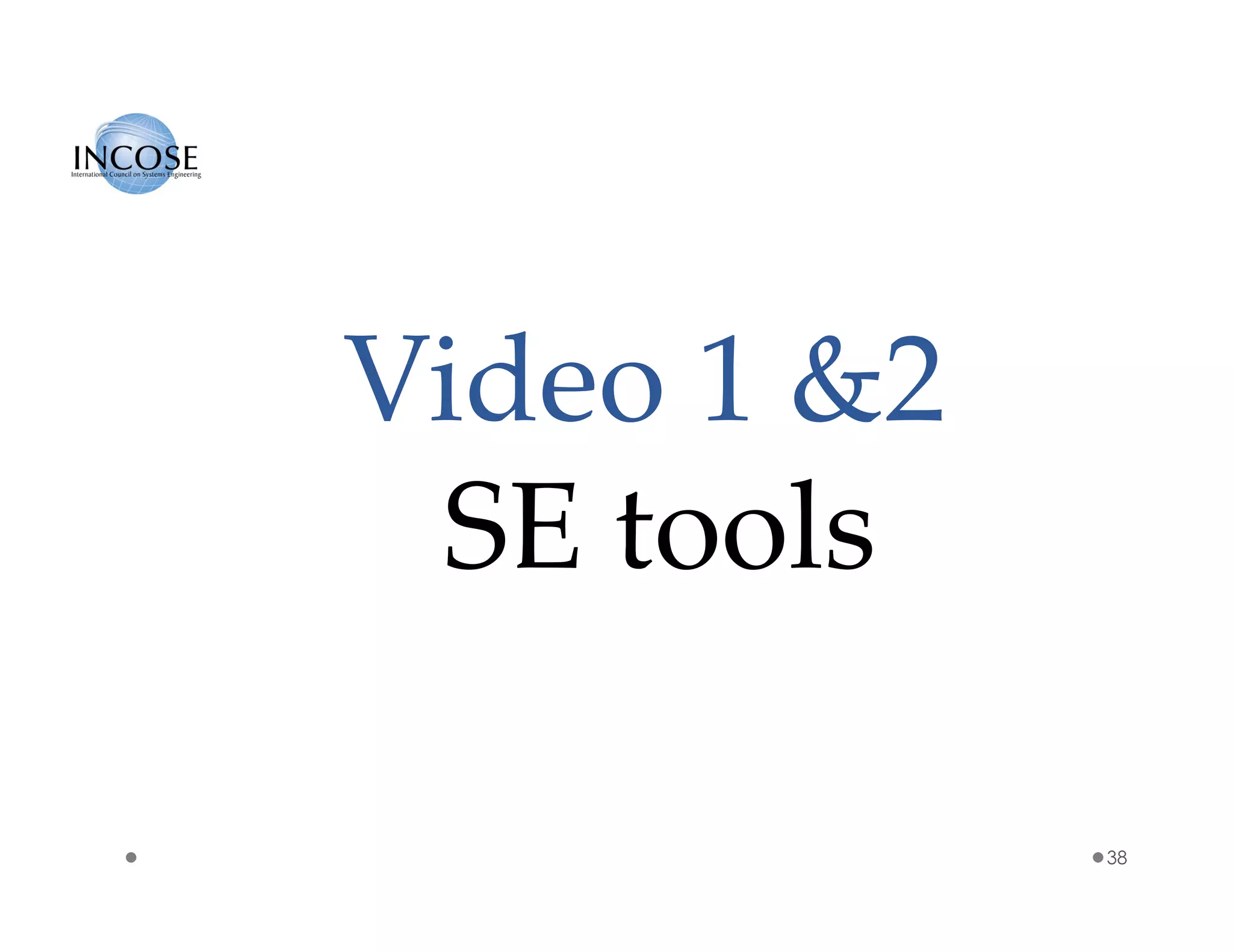 Video 1 &2
SE tools
38
 