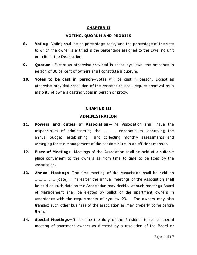 Model Bye Laws For Uttar Pradesh Apartment Owners Assocations