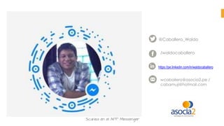 wcaballero@asocia2.pe /
cabamuji@hotmail.com
https://pe.linkedin.com/in/waldocaballero
@Caballero_Waldo
/waldocaballero
Scanea en el APP Messenger
 
