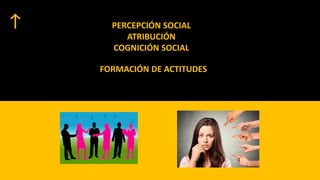 PERCEPCIÓN SOCIAL
ATRIBUCIÓN
COGNICIÓN SOCIAL
FORMACIÓN DE ACTITUDES
 