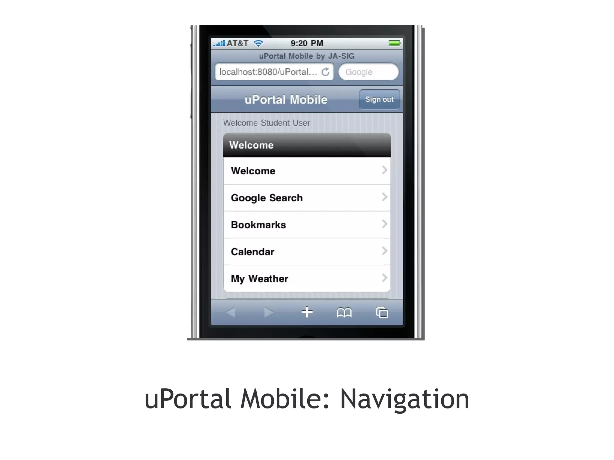 uPortal Mobile: Navigation
 