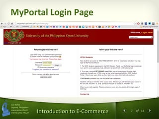 Upou Log In Orientation for Introduction to E-Commerce Course | PPT