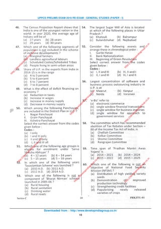 Downloaded from : http://www.developindiagroup.co.in/
10
UPPCS PRELIMS EXAM 2016 RE-EXAM : GENERAL STUDIES (PAPER - I)
http://developindiagroup.co.in
http://developindiagroup.co.in
http://developindiagroup.co.in
http://developindiagroup.co.in
http://developindiagroup.co.in
http://developindiagroup.co.in
http://developindiagroup.co.in
 