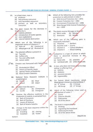Downloaded from : http://www.developindiagroup.co.in/
14
UPPCS PRELIMS EXAM 2016 RE-EXAM : GENERAL STUDIES (PAPER - I)
http://developindiagroup.co.in
http://developindiagroup.co.in
http://developindiagroup.co.in
http://developindiagroup.co.in
http://developindiagroup.co.in
http://developindiagroup.co.in
http://developindiagroup.co.in
 