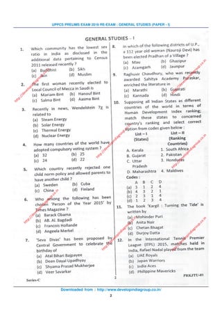 Downloaded from : http://www.developindiagroup.co.in/
2
UPPCS PRELIMS EXAM 2016 RE-EXAM : GENERAL STUDIES (PAPER - I)
http://developindiagroup.co.in
http://developindiagroup.co.in
http://developindiagroup.co.in
http://developindiagroup.co.in
http://developindiagroup.co.in
http://developindiagroup.co.in
http://developindiagroup.co.in
 
