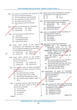 Downloaded from : http://www.developindiagroup.co.in/
20
UPPCS PRELIMS EXAM 2016 RE-EXAM : GENERAL STUDIES (PAPER - I)
http://developindiagroup.co.in
http://developindiagroup.co.in
http://developindiagroup.co.in
http://developindiagroup.co.in
http://developindiagroup.co.in
http://developindiagroup.co.in
http://developindiagroup.co.in
 