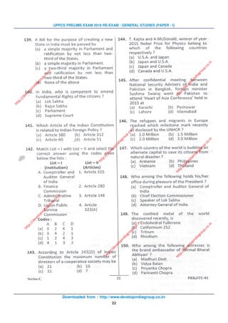 Downloaded from : http://www.developindiagroup.co.in/
22
UPPCS PRELIMS EXAM 2016 RE-EXAM : GENERAL STUDIES (PAPER - I)
http://developindiagroup.co.in
http://developindiagroup.co.in
http://developindiagroup.co.in
http://developindiagroup.co.in
http://developindiagroup.co.in
http://developindiagroup.co.in
http://developindiagroup.co.in
 