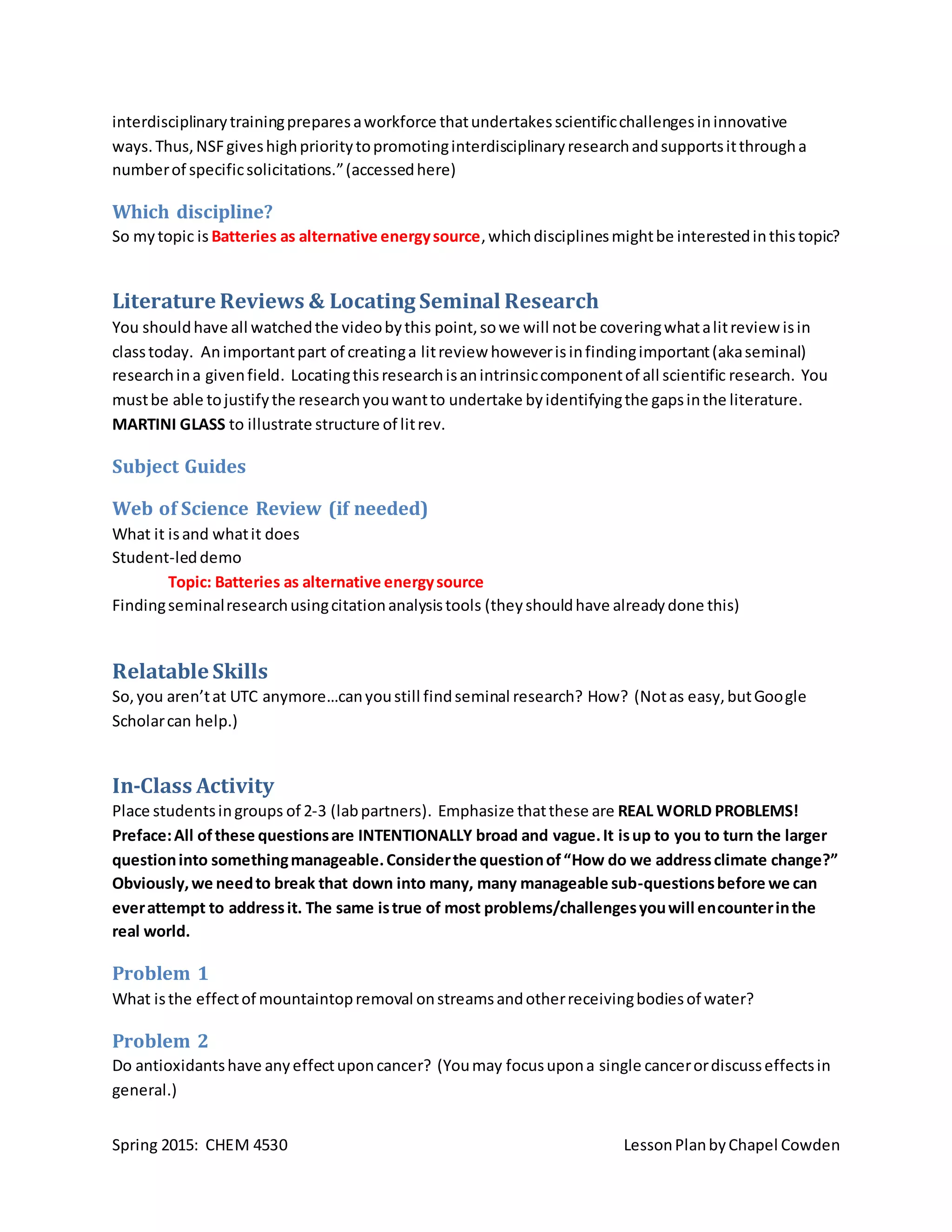 Sample Problem Based Learning Lesson Plan (STEM) | DOCX | Undergraduate ...