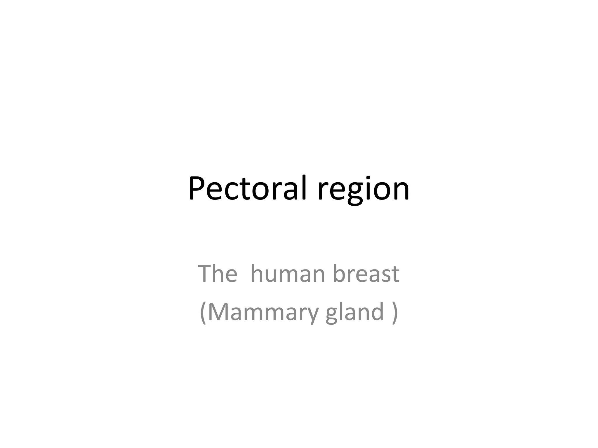 Pectoral region

The human breast
(Mammary gland )
 