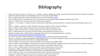 Bibliography
• Ribeiro, S., Gervasoni, D., Soares, E. S., Zhou, Y., Lin, S. C., Pantoja, J., Lavine, M., Nicolelis, M. A. (2004). Long-lasting novelty-induced neuronal reverberation during slow-
wave sleep in multiple forebrain areas. PLoS Biology, 2(1): e24. doi:10.1371/journal.pbio.0020024.
• Ribeiro, S. (2004). Sleeper effects: Slumber may fortify memory, stir insight. Science News, 165(4).
• Rinck, M. (1999). Memory for everyday objects: Where are the digits on numerical keypads? Applied Cognitive Psychology, 13(4), 329-350.
• Robert, B. C. (2000). Patterns, the brain, and learning. The Science of Learning, 4(3).
• Roediger, H. L., III, & Karpicke, J. D. (2006). The power of testing memory: Implications for educational practice. Unpublished manuscript, Washington University in St.
Louis.
• Rogers, S., Ludington, J., & Graham, S. (1998). Motivation and Learning. Evergreen, Colorado: Peak Learning Systems.
• Rogers, S., Renard, L. (1999). Relationship-driven teaching. Educational Leadership. September, 34-37.
• Ruggerio, V. (1995). Oral presentation on Thinking Critically, given at Ferris State University, March, 1995.
• Rule, A. C. (2006). Editorial: The components of authentic learning. Journal of Authentic Learning, 3(1), 1-10.
• Sahakian, B., & Morein-Zamir, S. (2007). Professor’s little helper. Nature, 450, 1157-1159. Retrieved December 7, 2010 from
http://www.nature.com/nature/journal/v450/n7173/full/4501157a.html
• San Francisco Edit. (2010). Research related questions. Retrieved October 11, 2010 http://www.sfedit.net/index.html
• Schacter, D. L., & Dodson, C. S. (2001). Misattribution, false recognition and the sins of memory. Philosophical Transactions of the Royal Society of London B: Biological
Sciences, September 29; 356(1413), 1385–1393. doi: 10.1098/rstb.2001.0938.
• Schacter, D. (2001). Seven sins of memory how the mind forgets. Boston, Massachusetts: Houghton Mifflin.
• Schwarz, R. (2002). The skilled facilitator: A comprehensive resource for consultants, facilitators, managers, trainers, and coaches. San Francisco, California: Jossey-Bass.
• Seitz, A. R., Kim, R., & Shams, L. (2006). Sound facilitates visual learning. Current Biology, 16(14) 1422-1427.
• Shams, L., & Seitz, A. (2008). Benefits of multisensory learning. Trends in Cognitive Science, 12(11), 411-417.
• Shankardass, A. (2009). A second opinion on learning disorders (TED). Retrieved September 9, 2010 from
http://www.ted.com/talks/aditi_shankardass_a_second_opinion_on_learning_disorders.html
• Simon, P. (1966). I am a Rock, I am an Island [Simon & Garfunkel]. Simon & Garfunkel Collected Works, [LP]. New York, New York: Columbia Records. (1981).
• Smagorinsky, P. (2007). Vygotsky and the social dynamic of classrooms. English Journal, 97(2), 61-66.
 