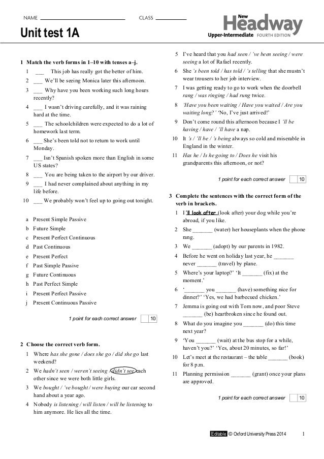 Pre intermediate unit test 1